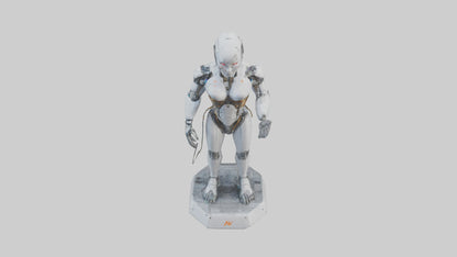 Digital Cyborg statue model VR / AR / low-poly