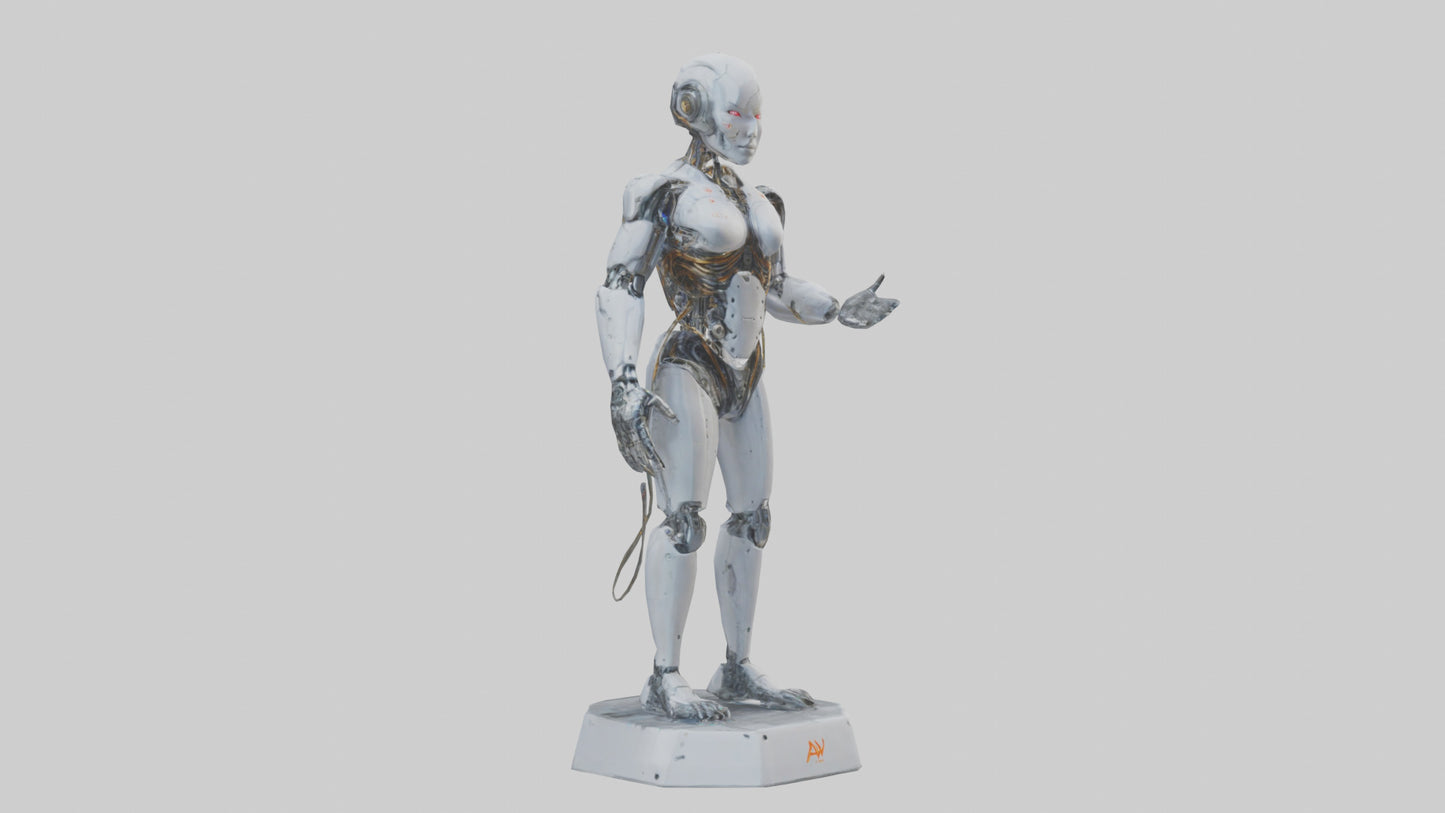 Digital Cyborg statue model VR / AR / low-poly