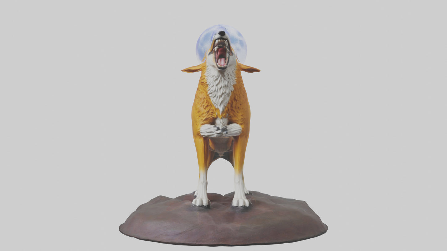 Dingo howling at moon model 3D model