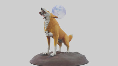 Dingo howling at moon model 3D model