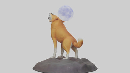 Dingo howling at moon model 3D model