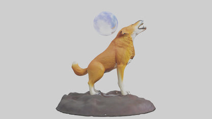 Dingo howling at moon model 3D model