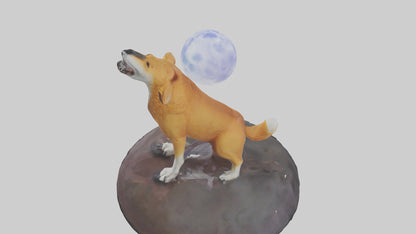 Dingo howling at moon model 3D model