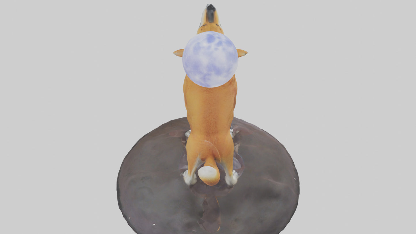 Dingo howling at moon model 3D model