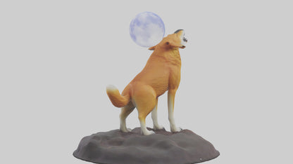 Dingo howling at moon model 3D model