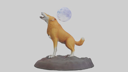 Dingo howling at moon model 3D model