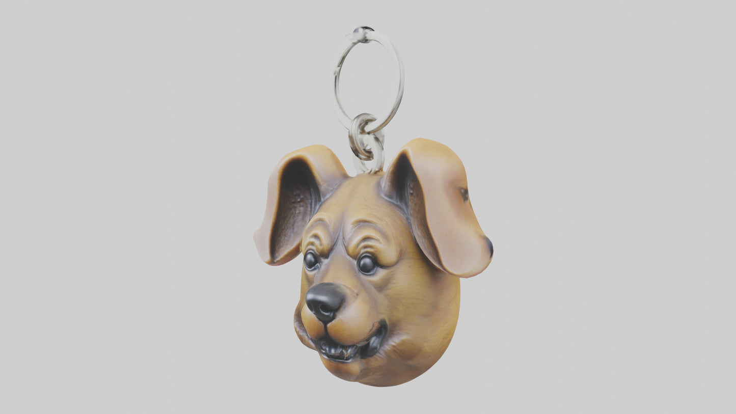 Dog head keychain model VR / AR / low-poly