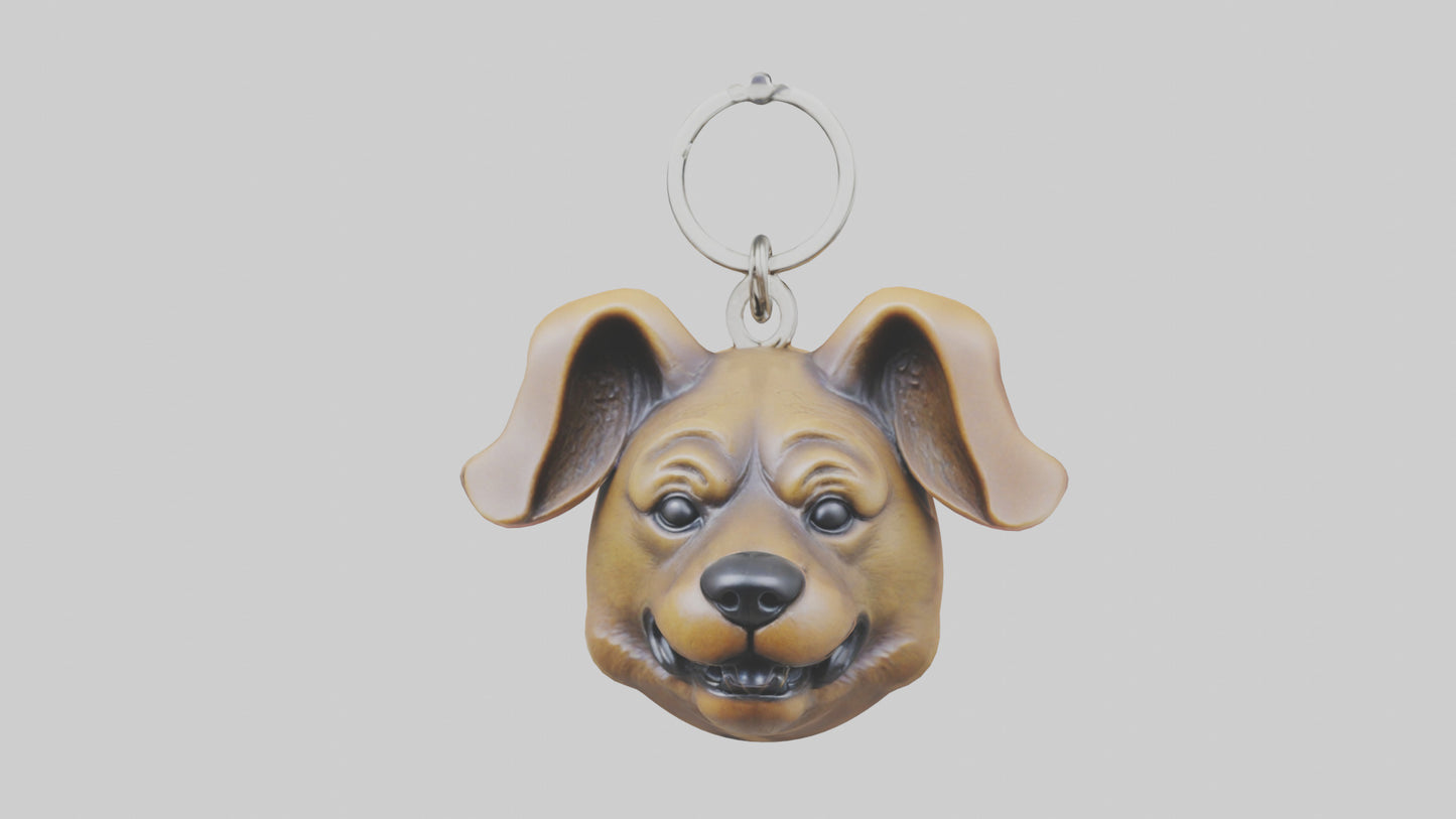 Dog head keychain model VR / AR / low-poly