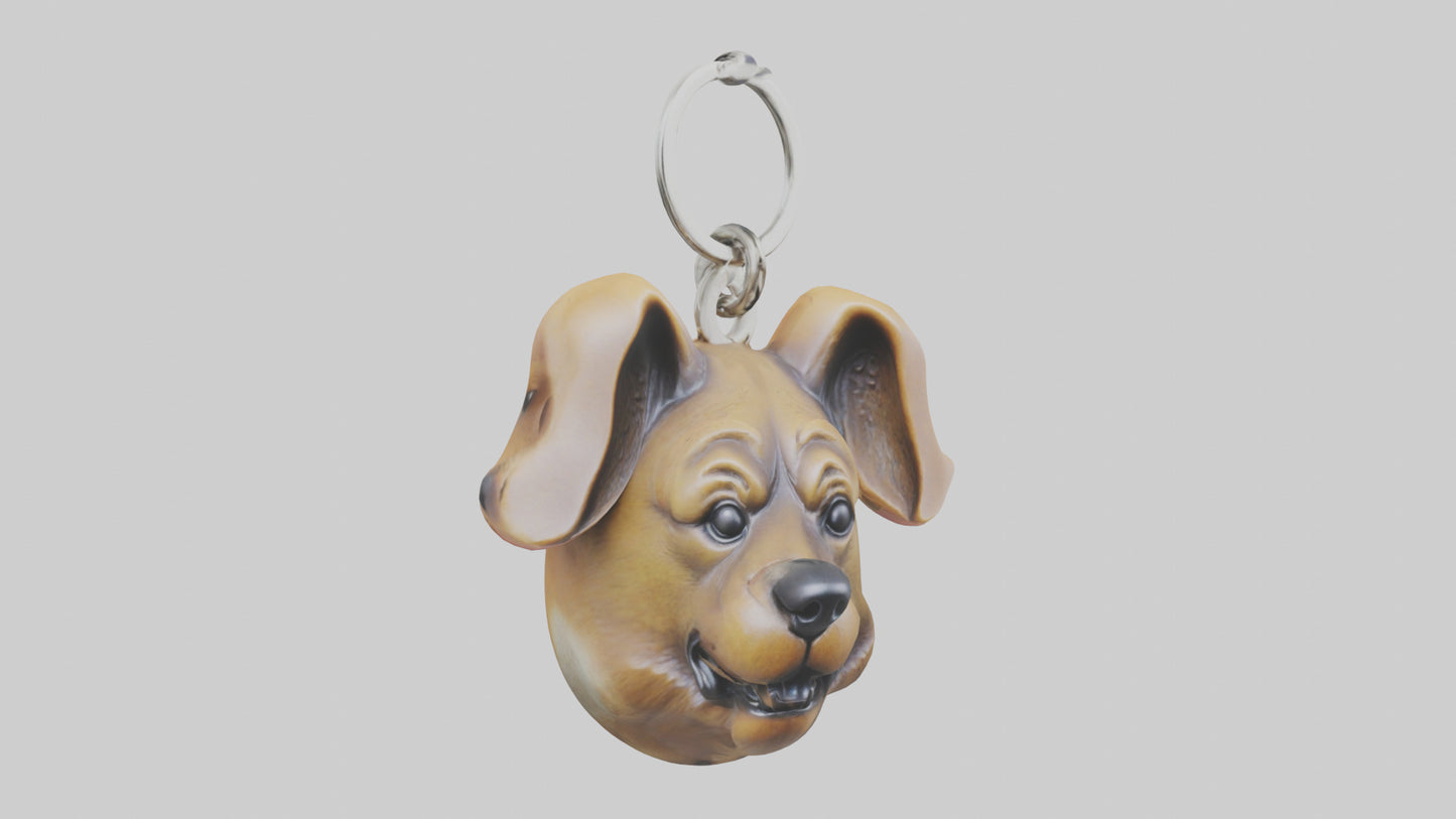 Dog head keychain model VR / AR / low-poly