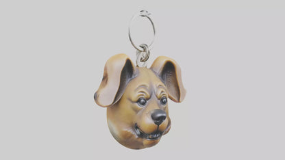 Dog head keychain model VR / AR / low-poly