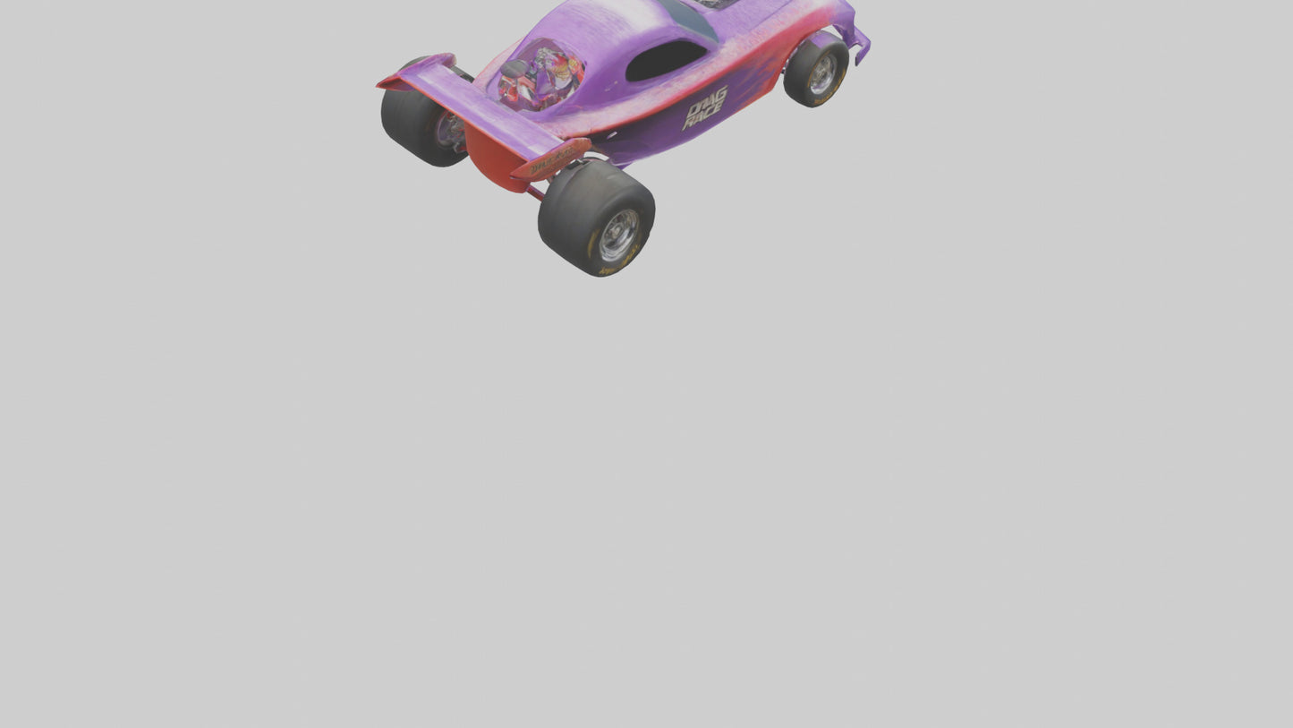 Drag Race Car with Spoilers model 3D model