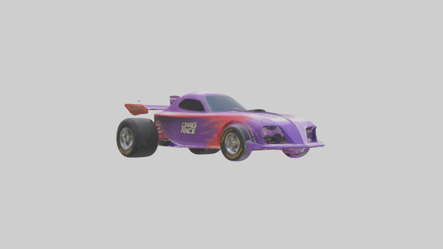 Drag Race Car with Spoilers model 3D model