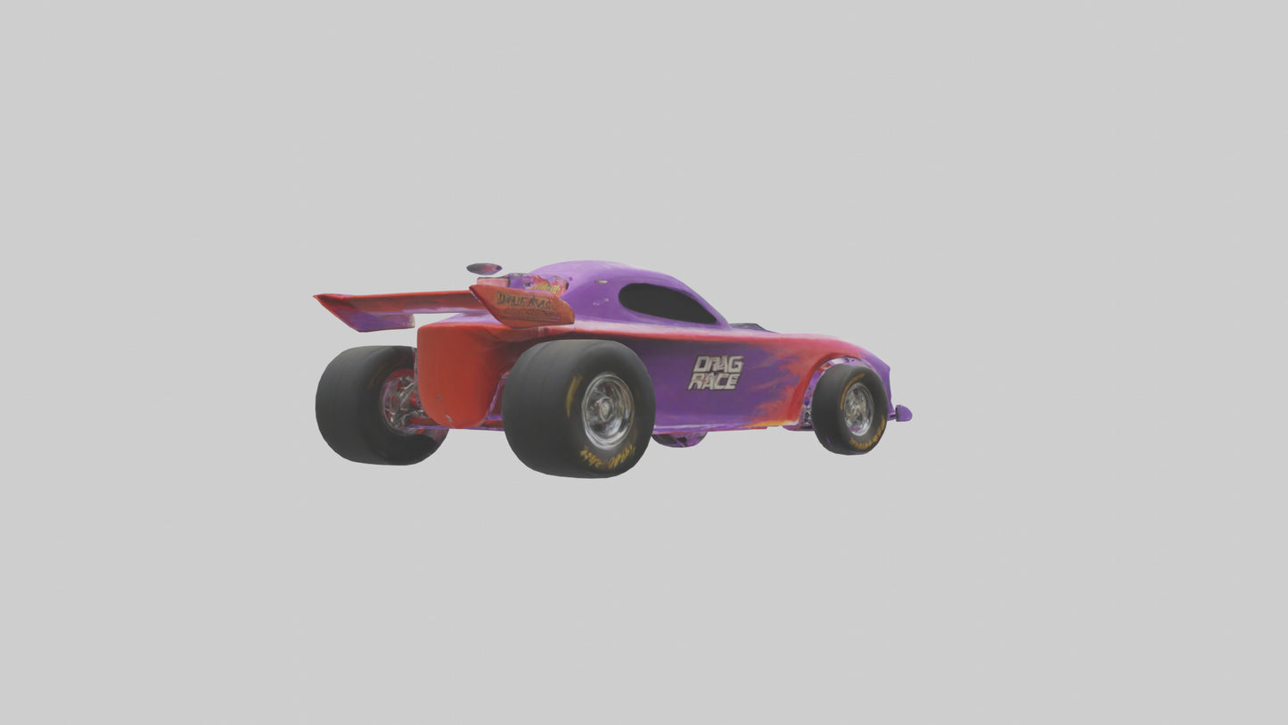 Drag Race Car with Spoilers model 3D model