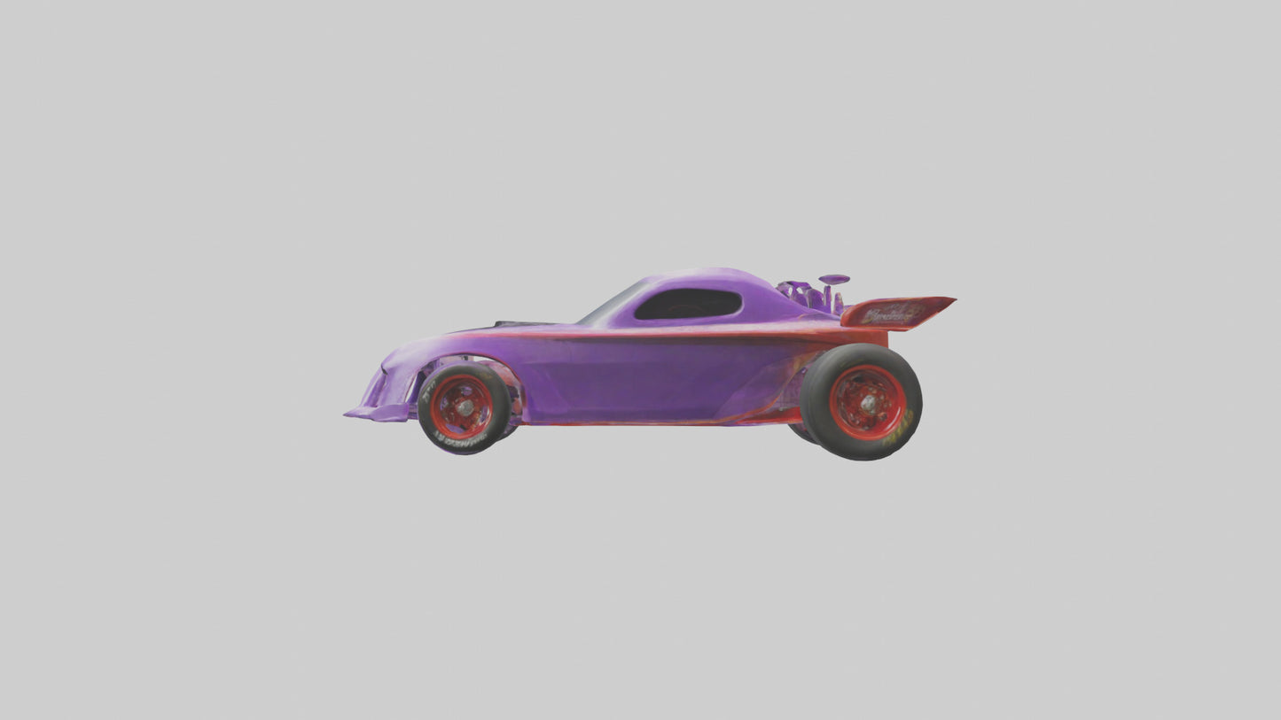Drag Race Car with Spoilers model 3D model
