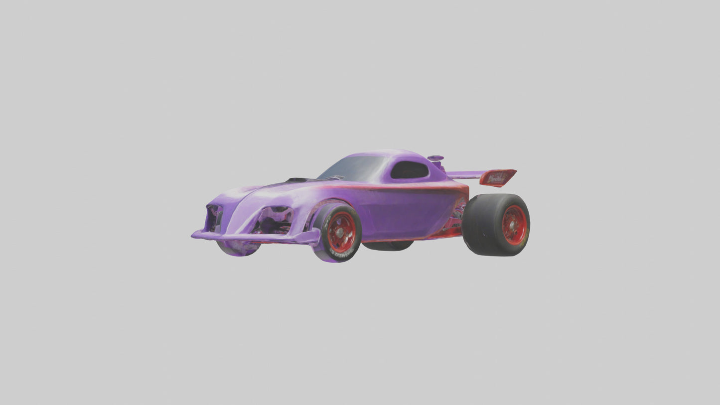 Drag Race Car with Spoilers model 3D model