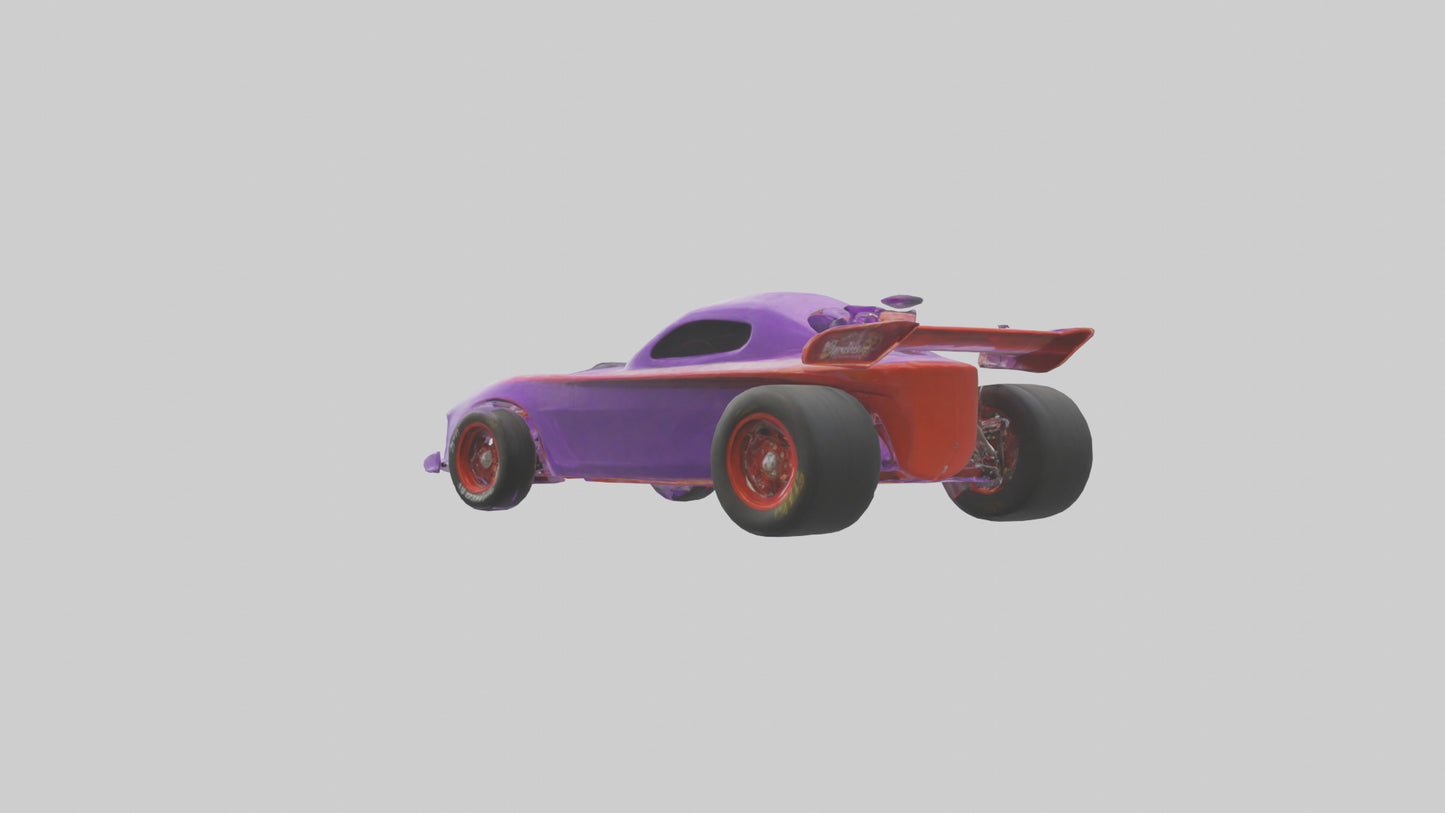 Drag Race Car with Spoilers model 3D model