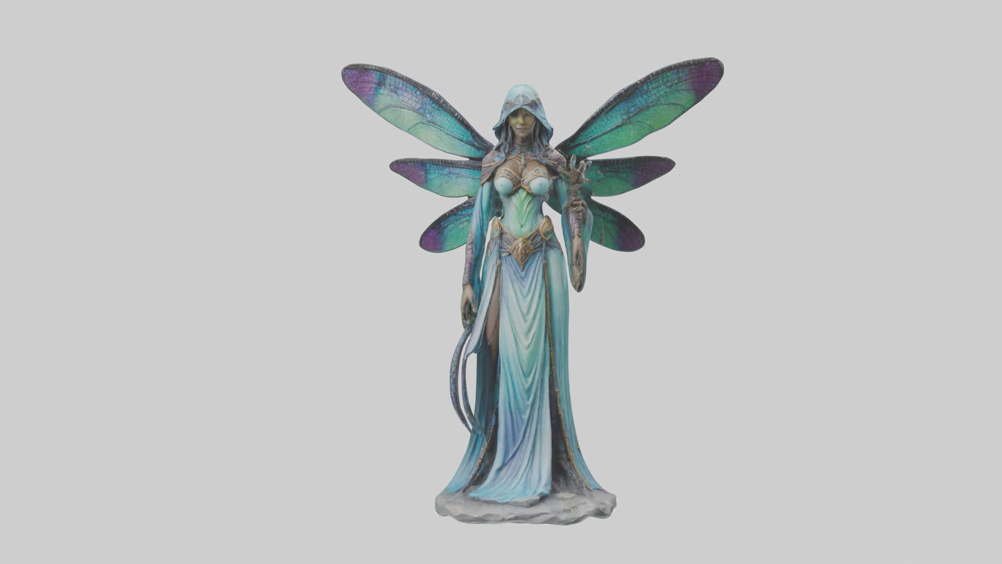 Dragonfly Sorceress statue model VR / AR / low-poly