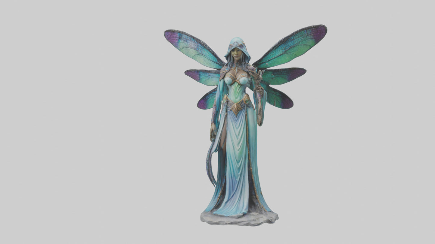 Dragonfly Sorceress statue model VR / AR / low-poly