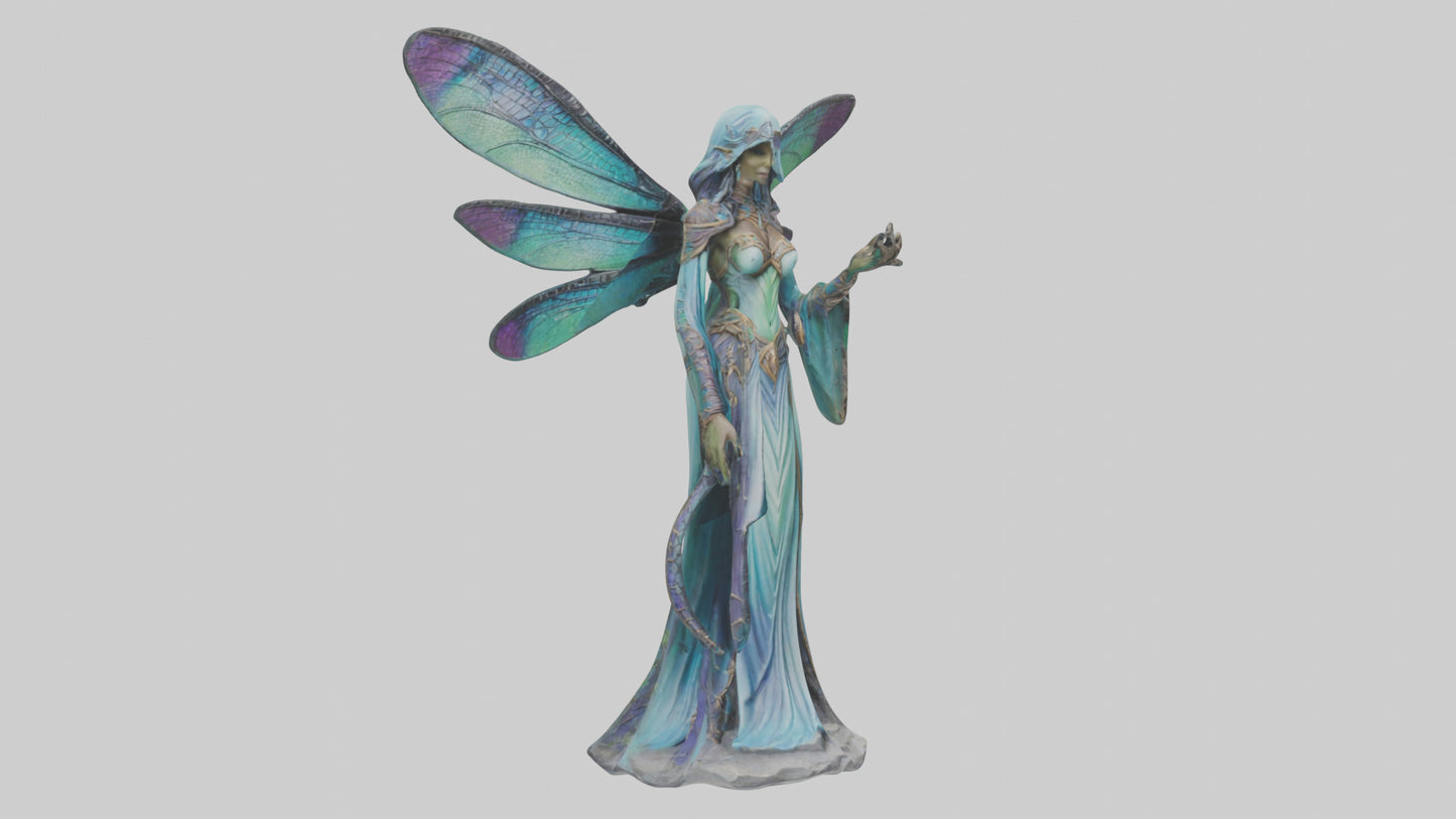 Dragonfly Sorceress statue model VR / AR / low-poly