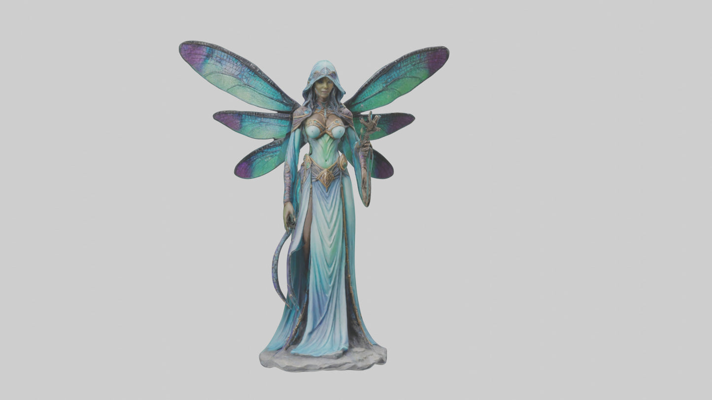 Dragonfly Sorceress statue model VR / AR / low-poly