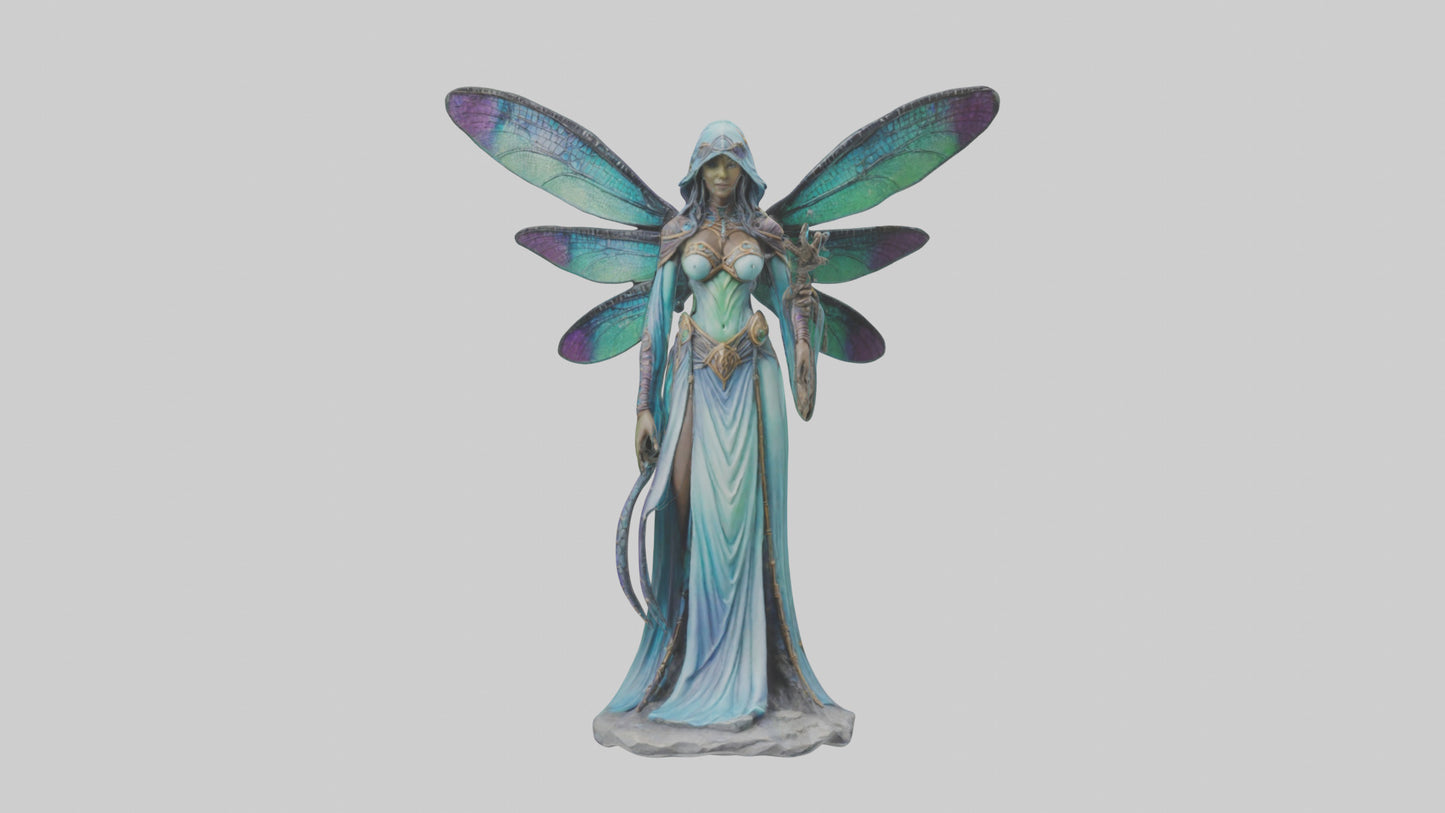 Dragonfly Sorceress statue model VR / AR / low-poly