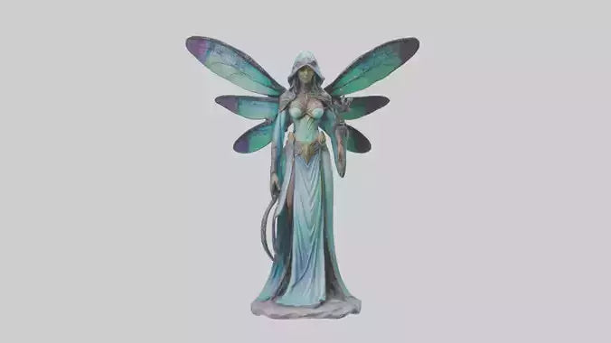 Dragonfly Sorceress statue model VR / AR / low-poly