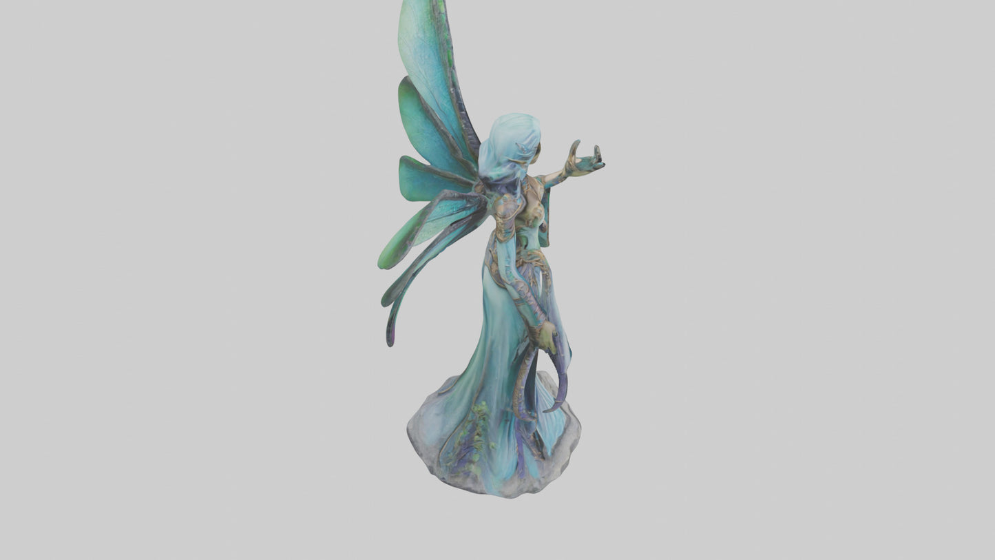 Dragonfly Sorceress statue model VR / AR / low-poly