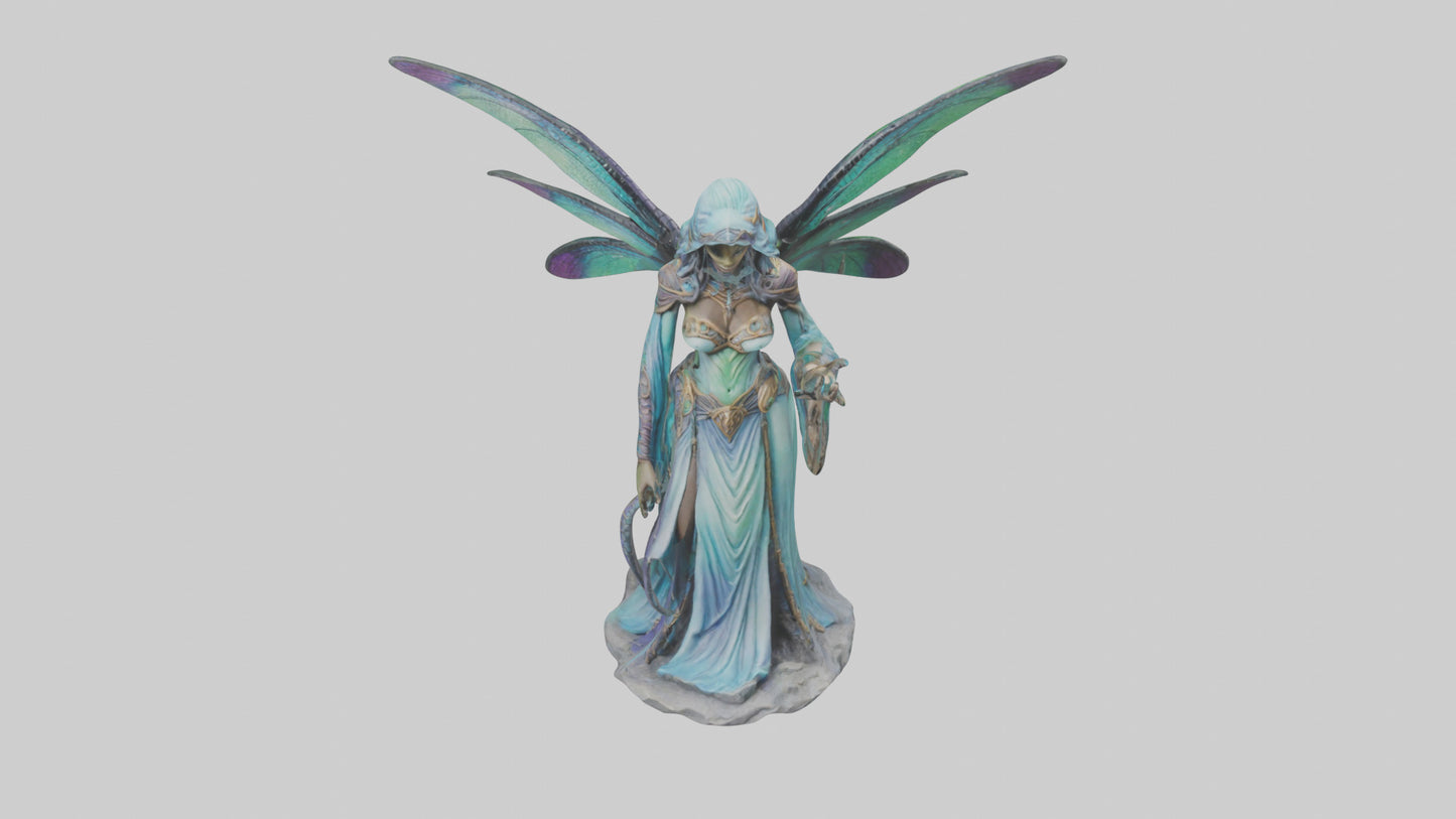 Dragonfly Sorceress statue model VR / AR / low-poly