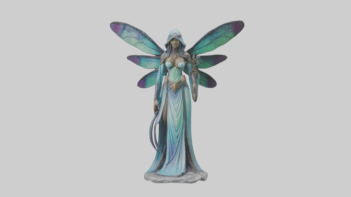 Dragonfly Sorceress statue model VR / AR / low-poly