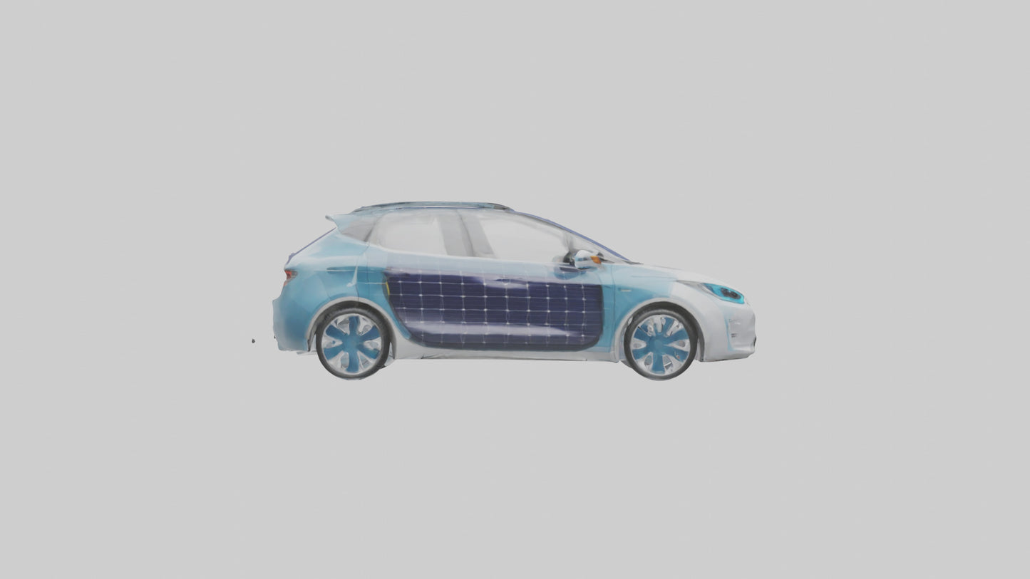 3D model Electric Car with Solar Panels model VR / AR / low-poly