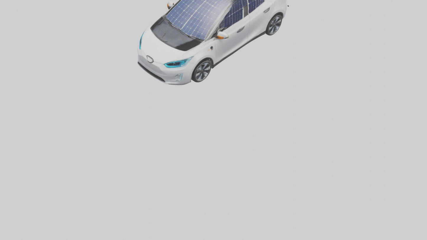 3D model Electric Car with Solar Panels model VR / AR / low-poly