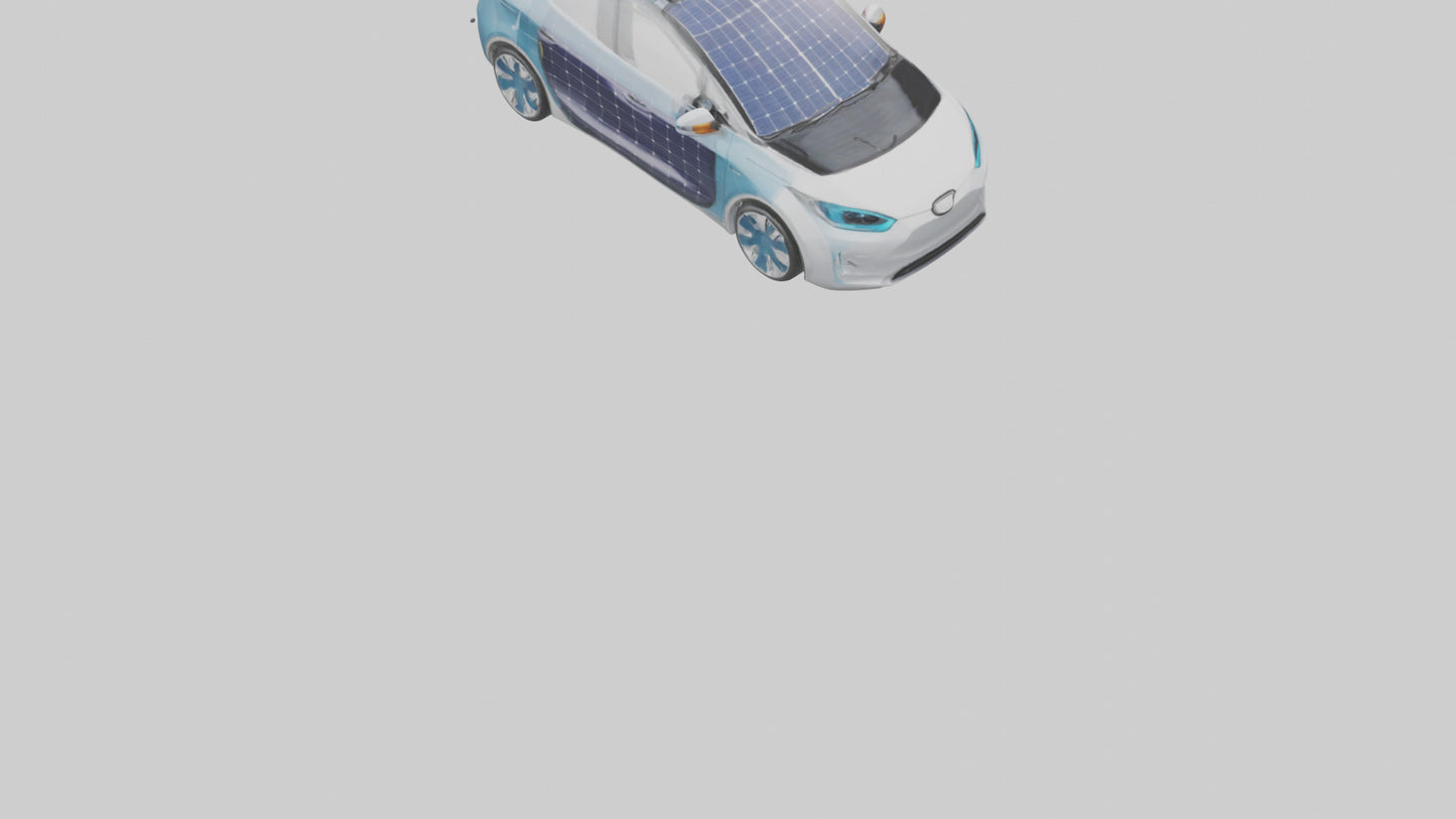 3D model Electric Car with Solar Panels model VR / AR / low-poly