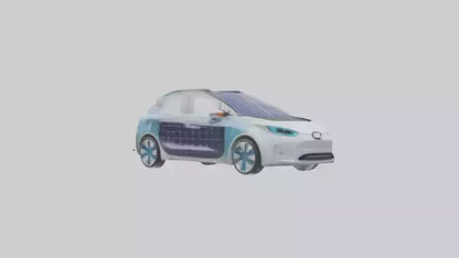 3D model Electric Car with Solar Panels model VR / AR / low-poly
