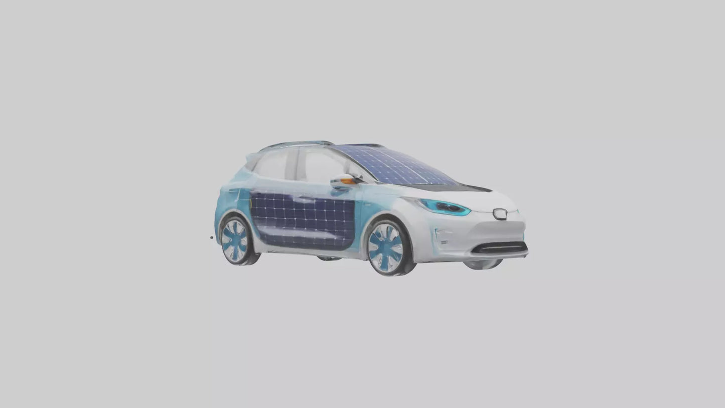 3D model Electric Car with Solar Panels model VR / AR / low-poly