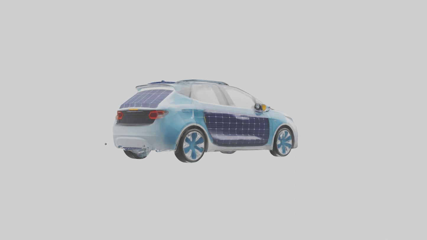 3D model Electric Car with Solar Panels model VR / AR / low-poly