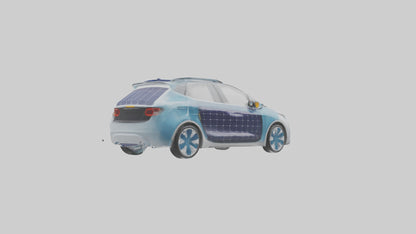 3D model Electric Car with Solar Panels model VR / AR / low-poly