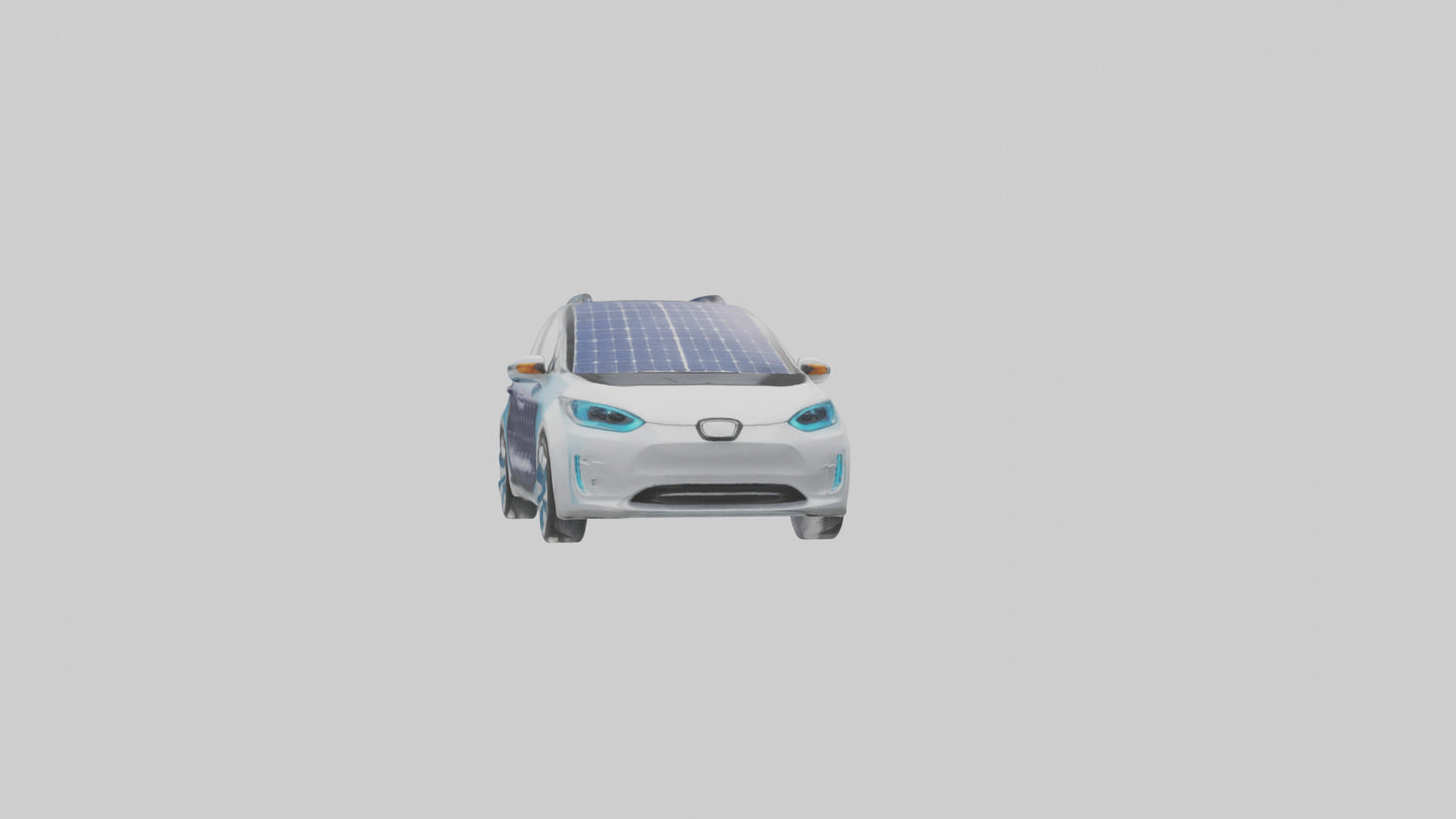 3D model Electric Car with Solar Panels model VR / AR / low-poly