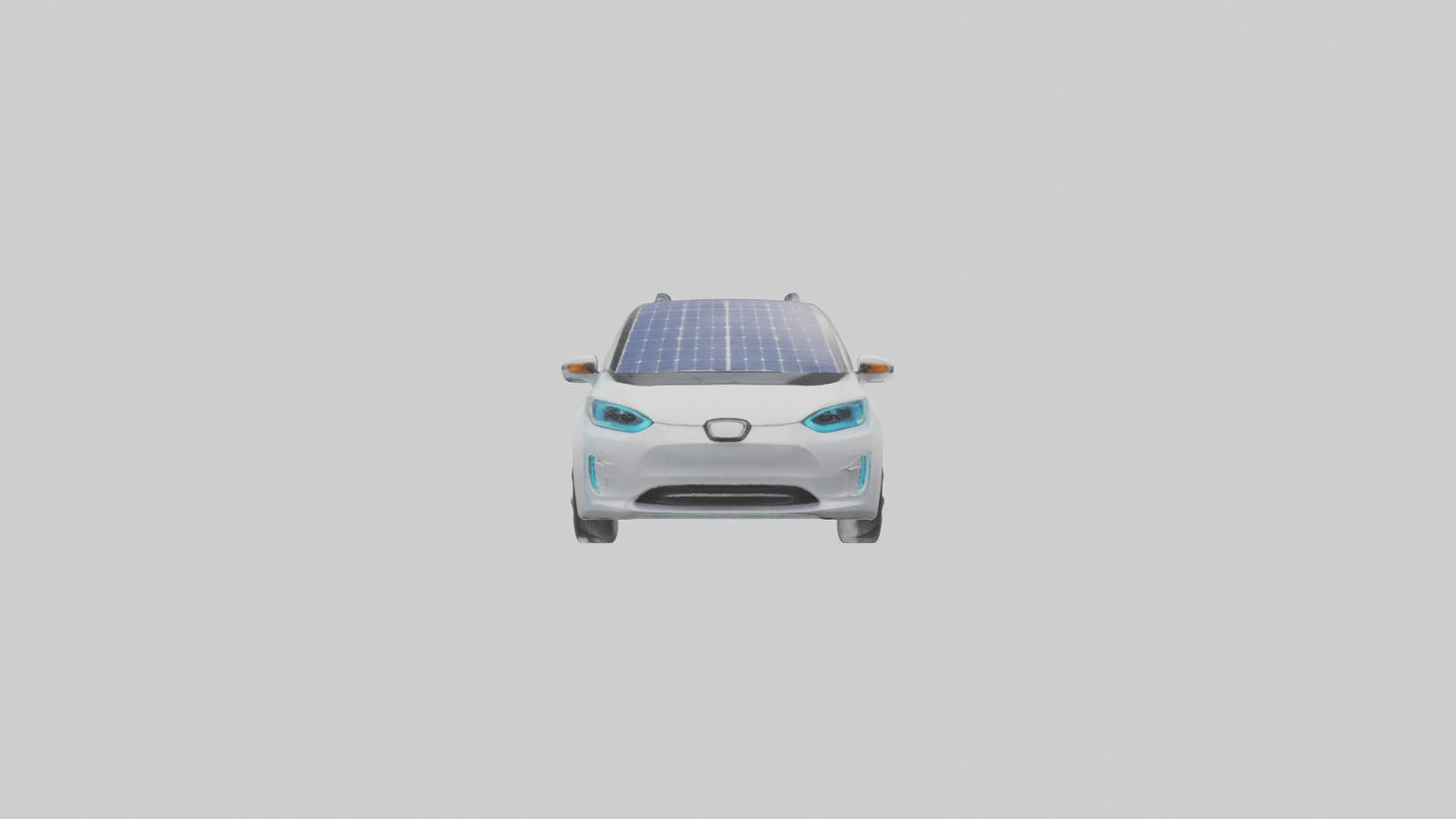 3D model Electric Car with Solar Panels model VR / AR / low-poly