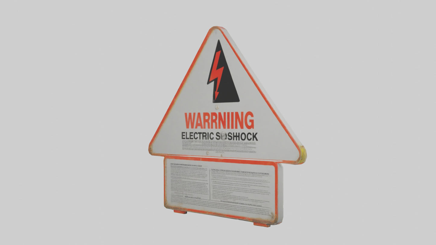 Electric Shock Hazard Warning Sign model 3D model