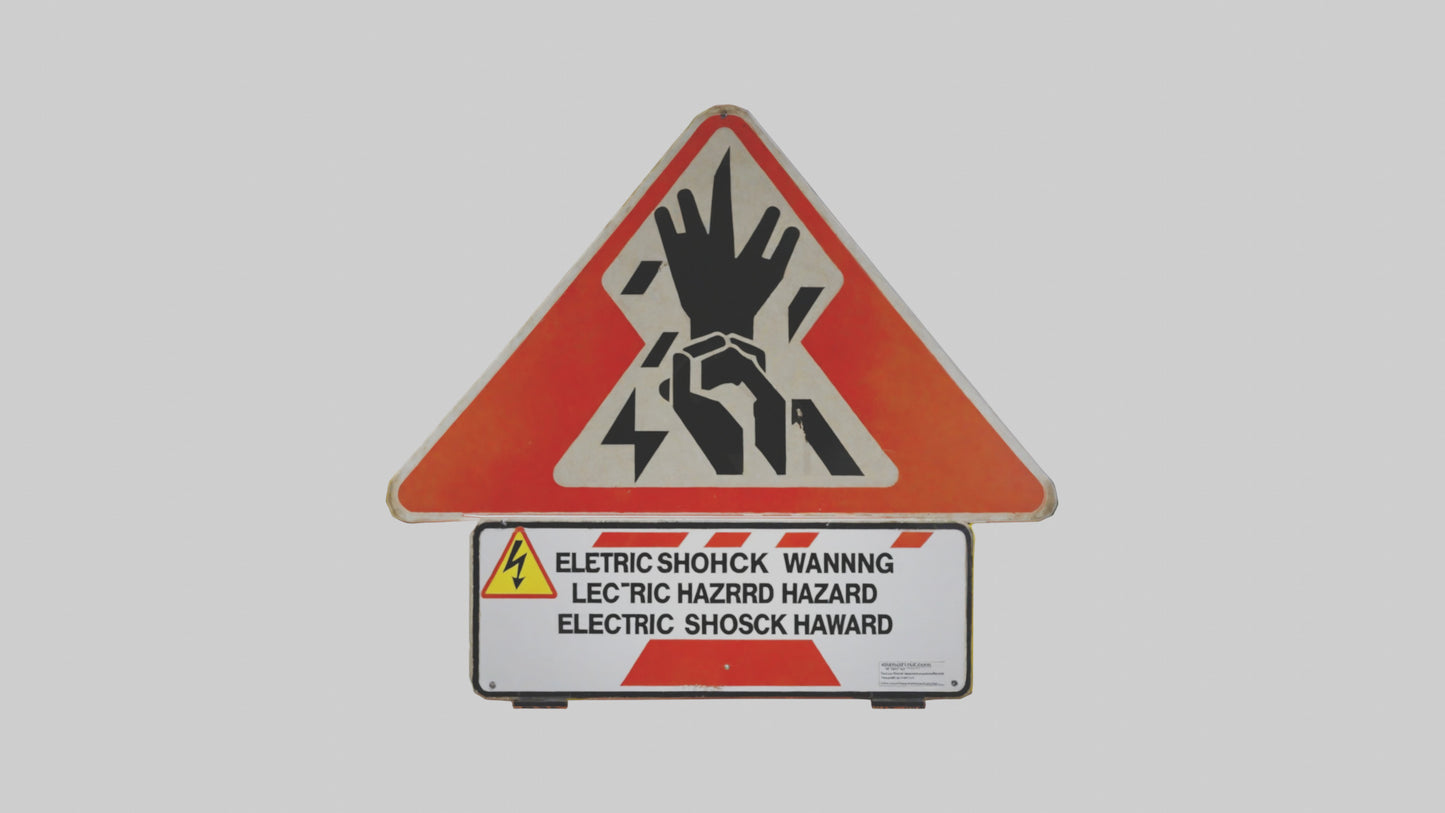 Electric Shock Hazard Warning Sign model 3D model