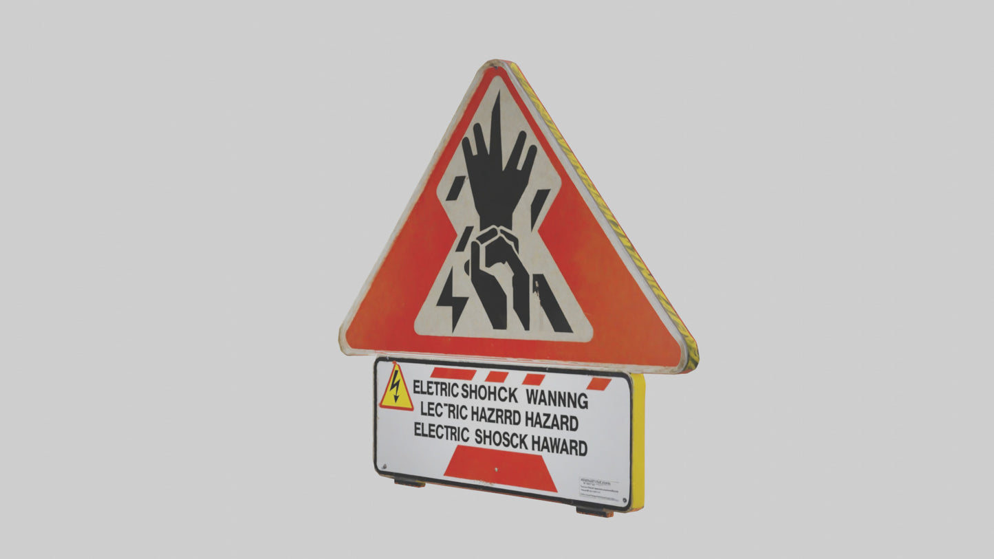 Electric Shock Hazard Warning Sign model 3D model