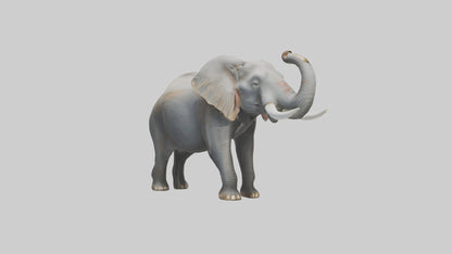 Elephant trumpeting model VR / AR / low-poly
