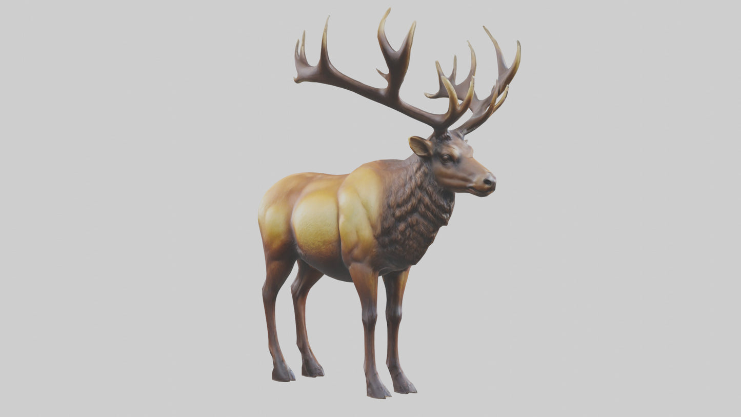 3D model Elk statue model VR / AR / low-poly