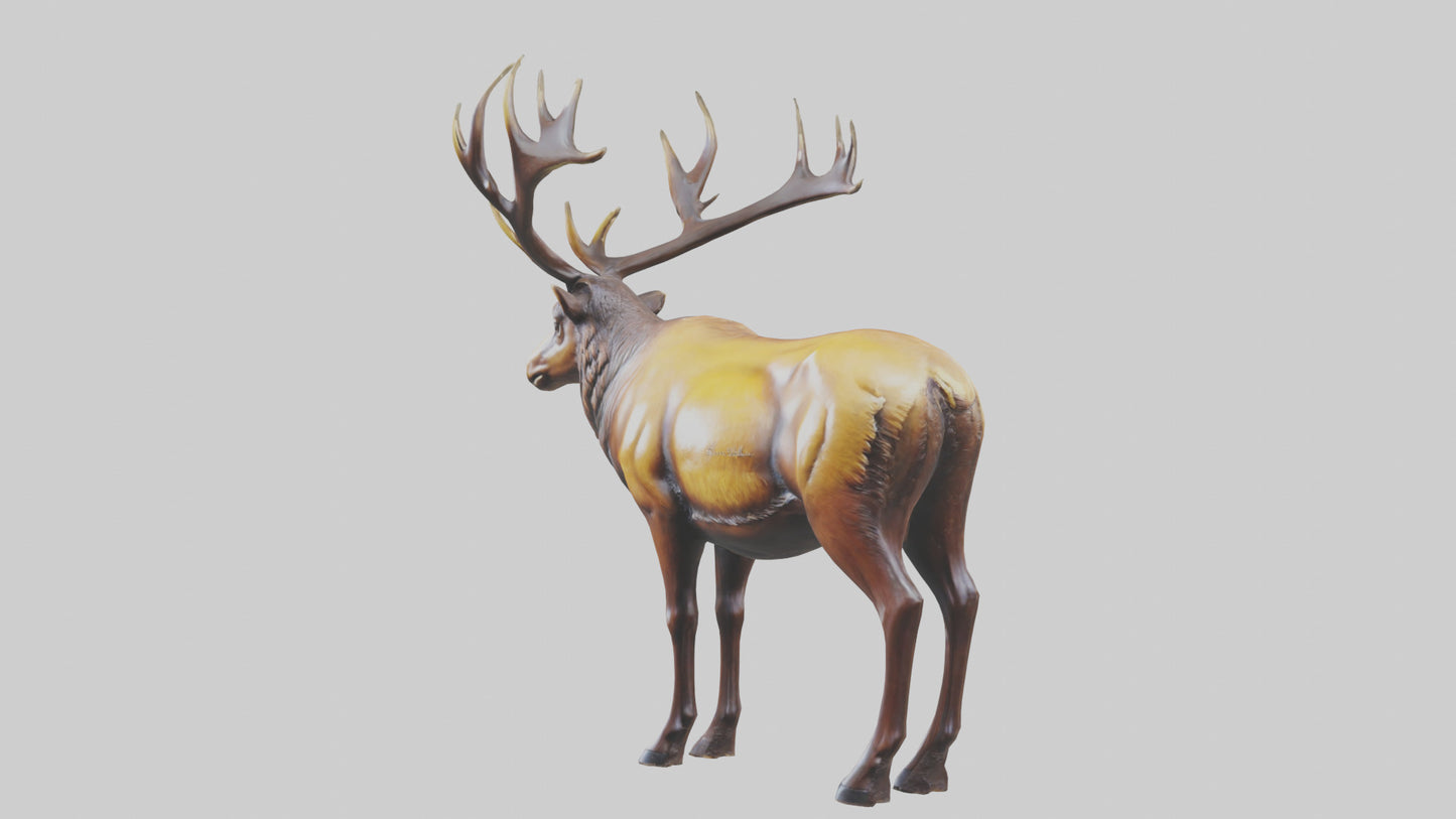 3D model Elk statue model VR / AR / low-poly