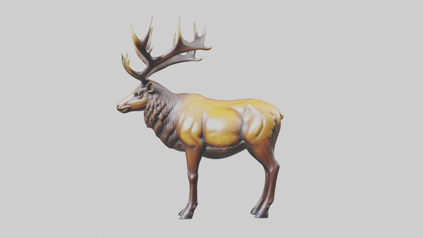 3D model Elk statue model VR / AR / low-poly