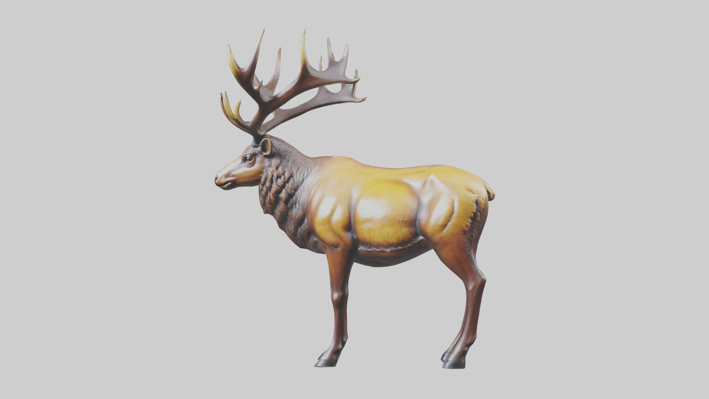 3D model Elk statue model VR / AR / low-poly