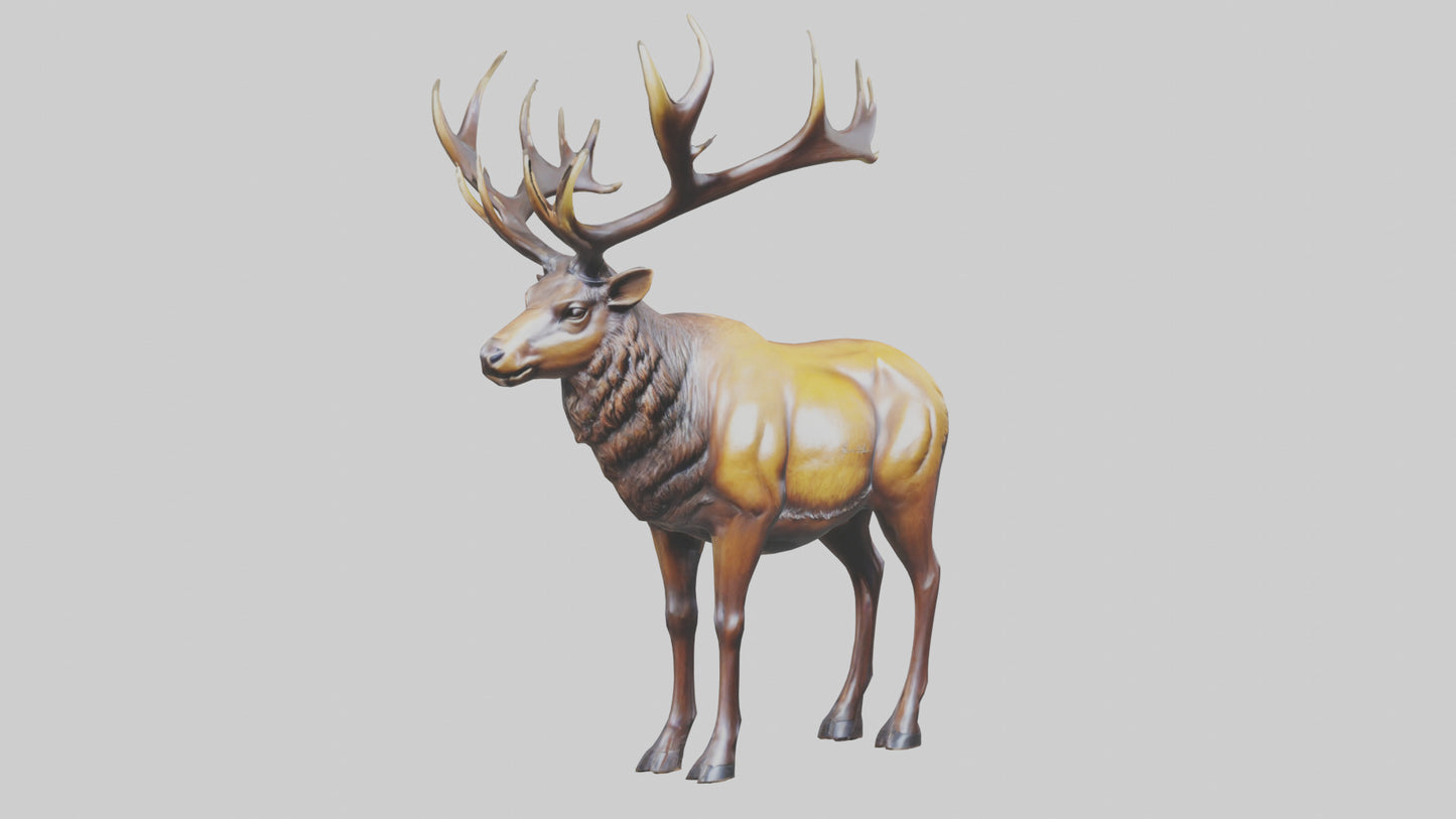 3D model Elk statue model VR / AR / low-poly