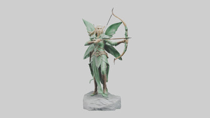 Elven Archer statue model VR / AR / low-poly