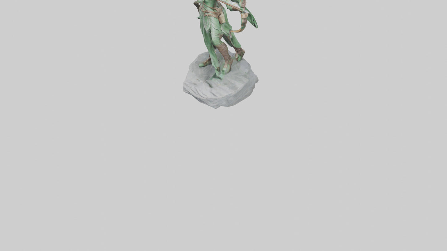 Elven Archer statue model VR / AR / low-poly