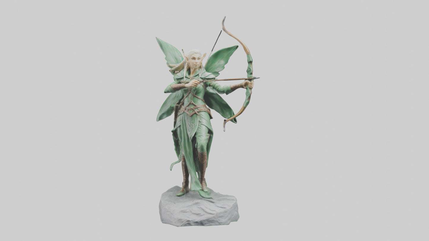 Elven Archer statue model VR / AR / low-poly